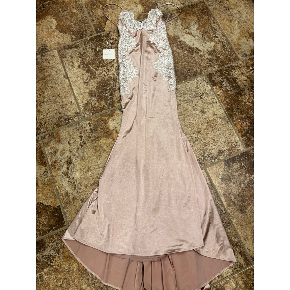 Abyss by Abby Daydream Gown Womens XS Mauve Lace Satin Mermaid Formal Dress